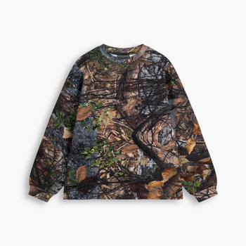 ALPHA CAMO LONGSLEEVE JERSEY -  Luźna koszulka jersey z elastycznej bawełny, z motywem kamuflażu i odblaskowym nadrukiem