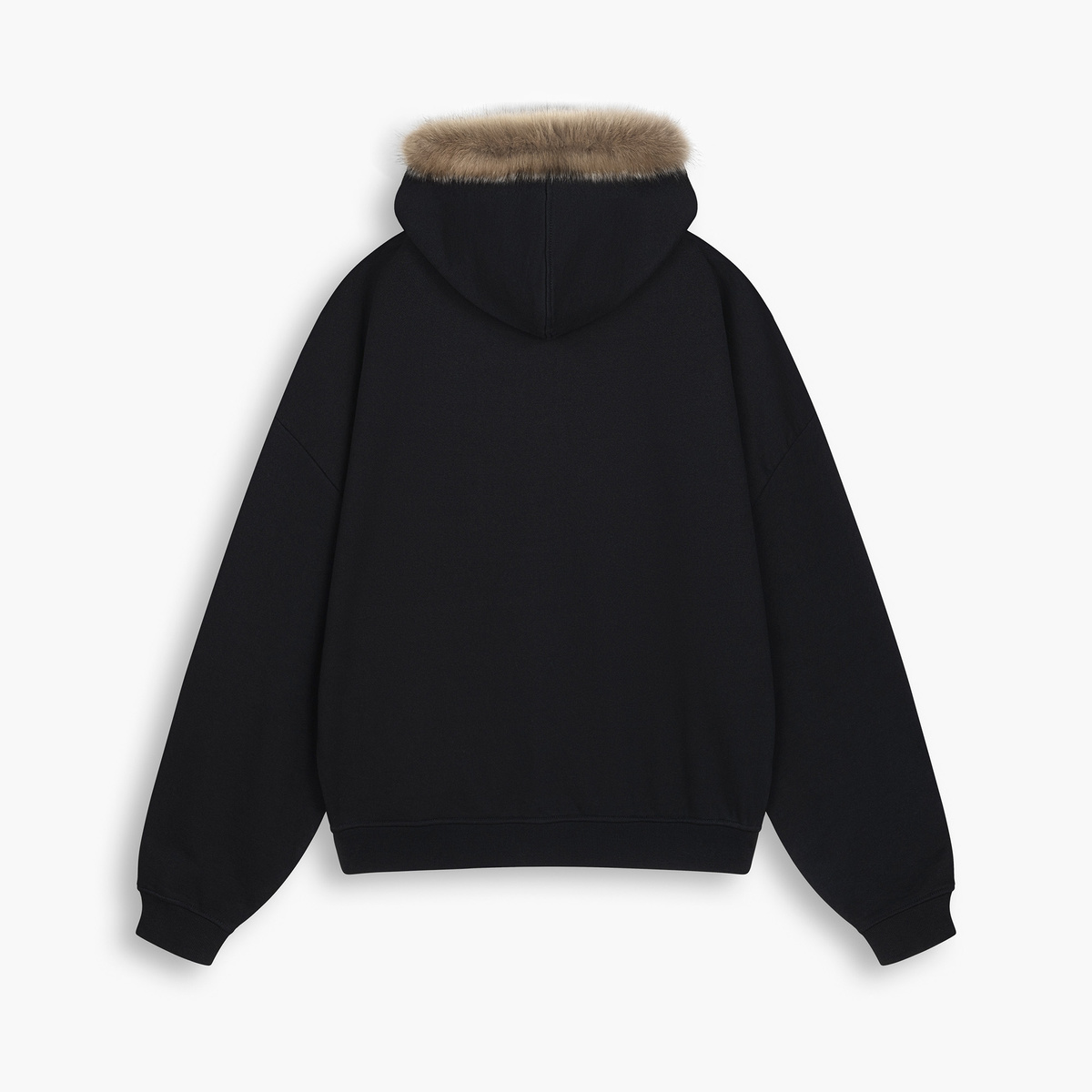 HEAVY FUR ZIP HOODIE - Onyx Black