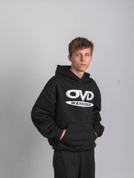 OVD Disc Logo Hoodie - Jet Black - Szeroka bluza z kapturem o minimalistycznym kroju oversize