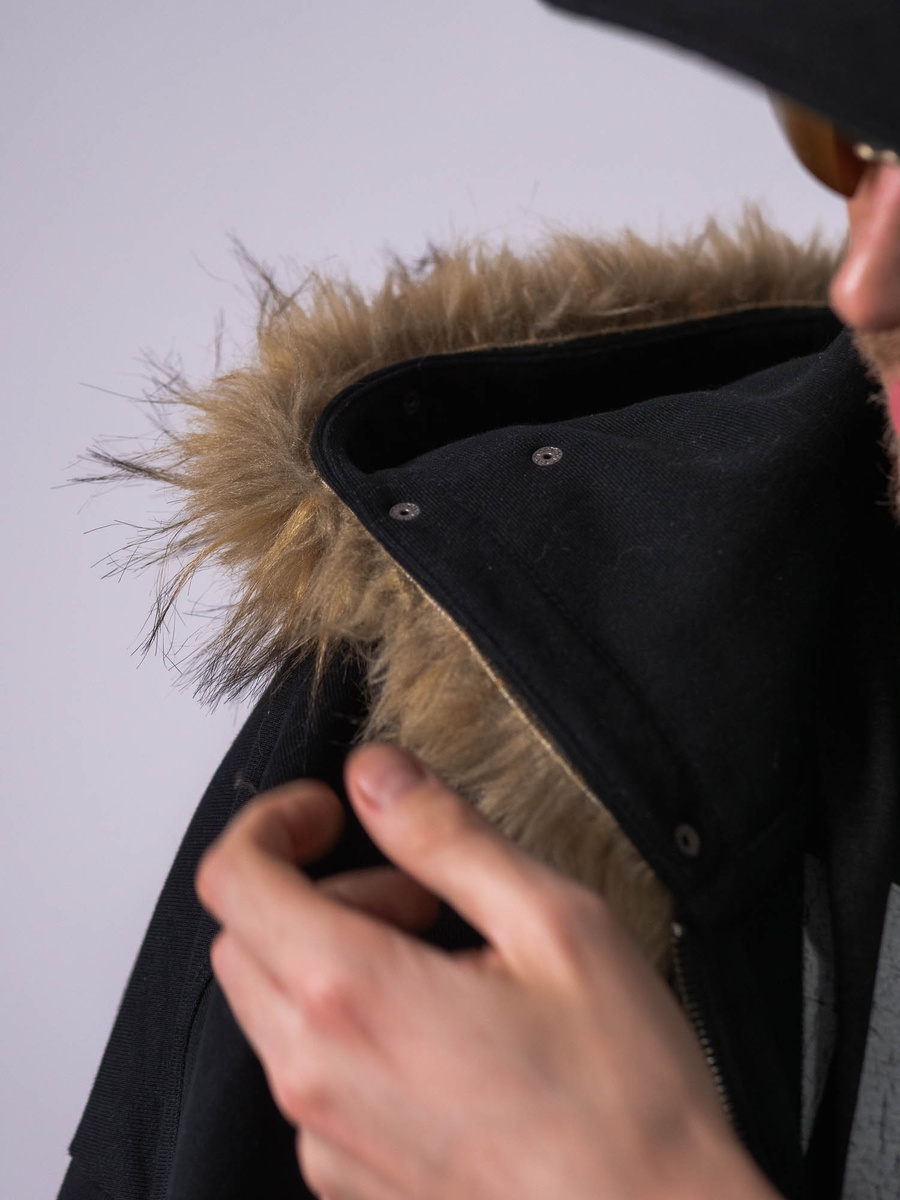 HEAVY FUR ZIP HOODIE - Onyx Black