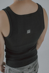 Heavyweight Ribbed Tank Top - Jet Black - Czarny prążkowany podkoszulek z grubej bawełny z elastanem