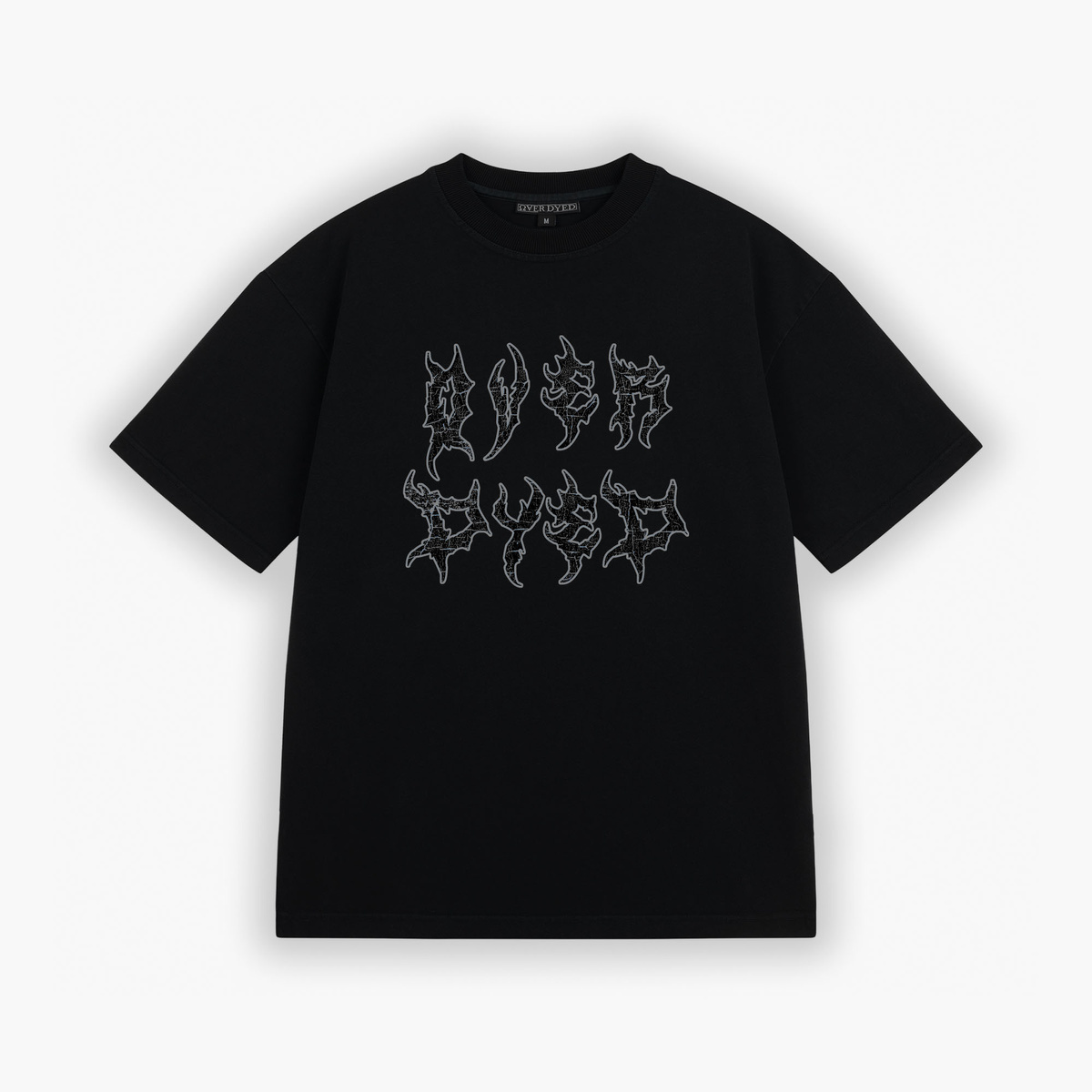 OVD Bark Logo Luźna koszulka z grubej bawełny, nadruk reflective, oversize