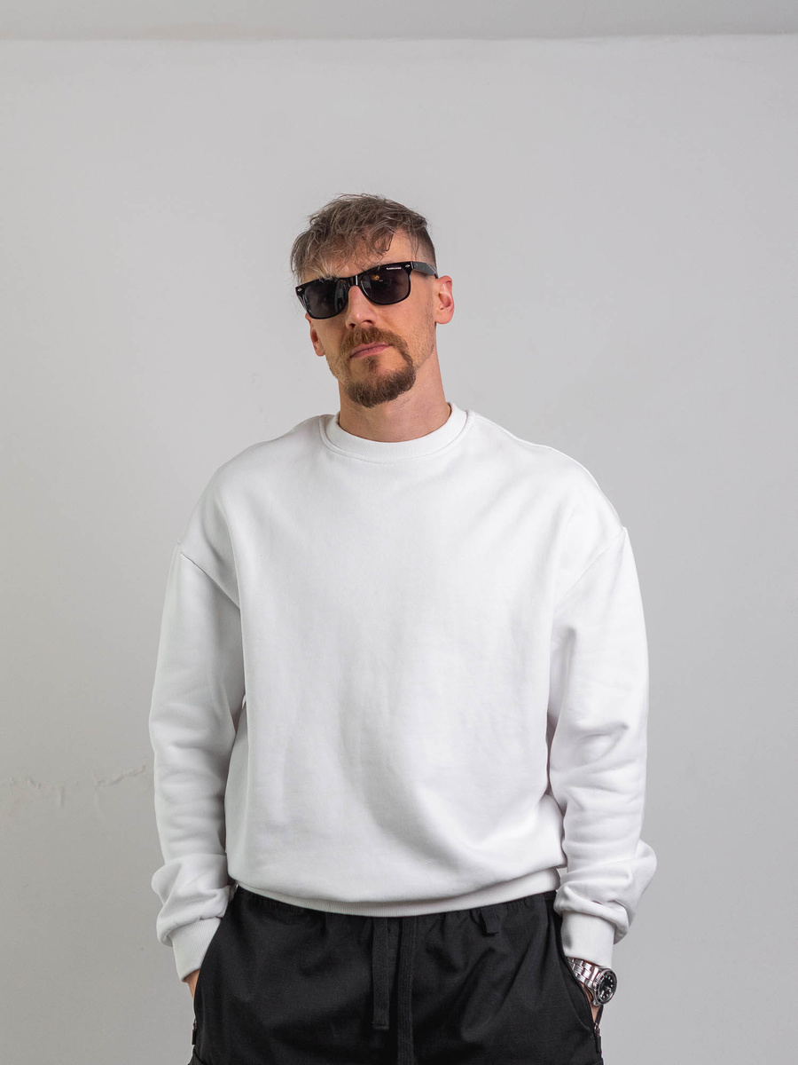 HEAVY AESTHETIC LOGO CREW - Pure White