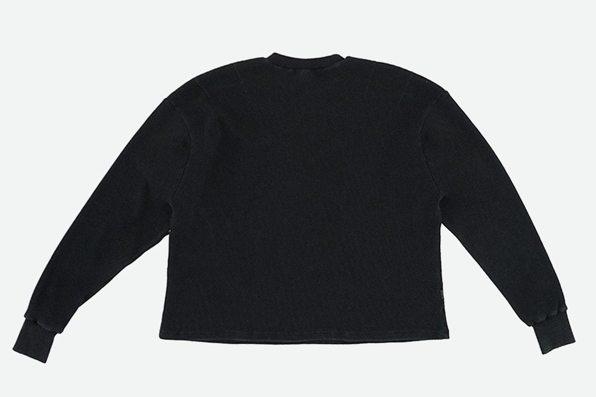 Waffle Knit Omega Top - Limbo Black