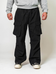 Modular Cargo Pants Jet Black- Szerokie Bojówki typu Cargo z kieszeniami i regulacją