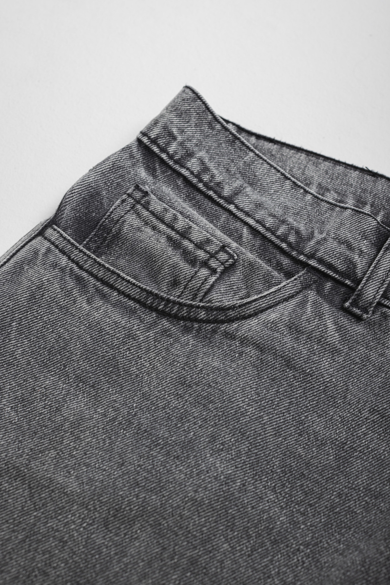 Stitched Loose Denim -  Washed Grey