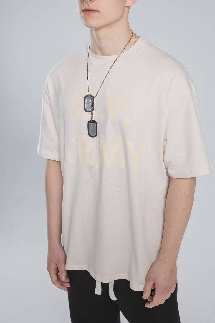 OVER ARMY Tee - Steinbeige