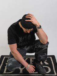 OVD Bark Logo Luźna koszulka z grubej bawełny, nadruk reflective, oversize