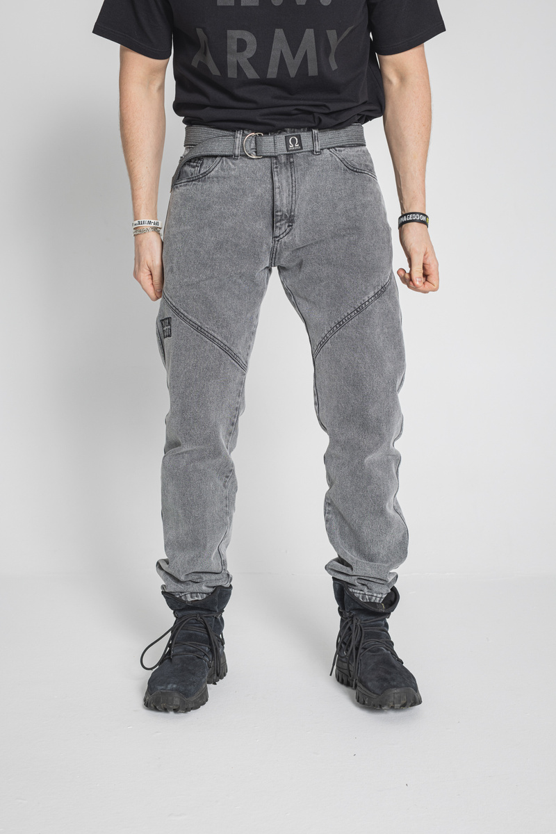 Stitched Loose Denim -  Washed Grey