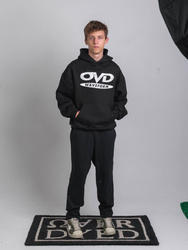 OVD Disc Logo Hoodie - Jet Black - Szeroka bluza z kapturem o minimalistycznym kroju oversize