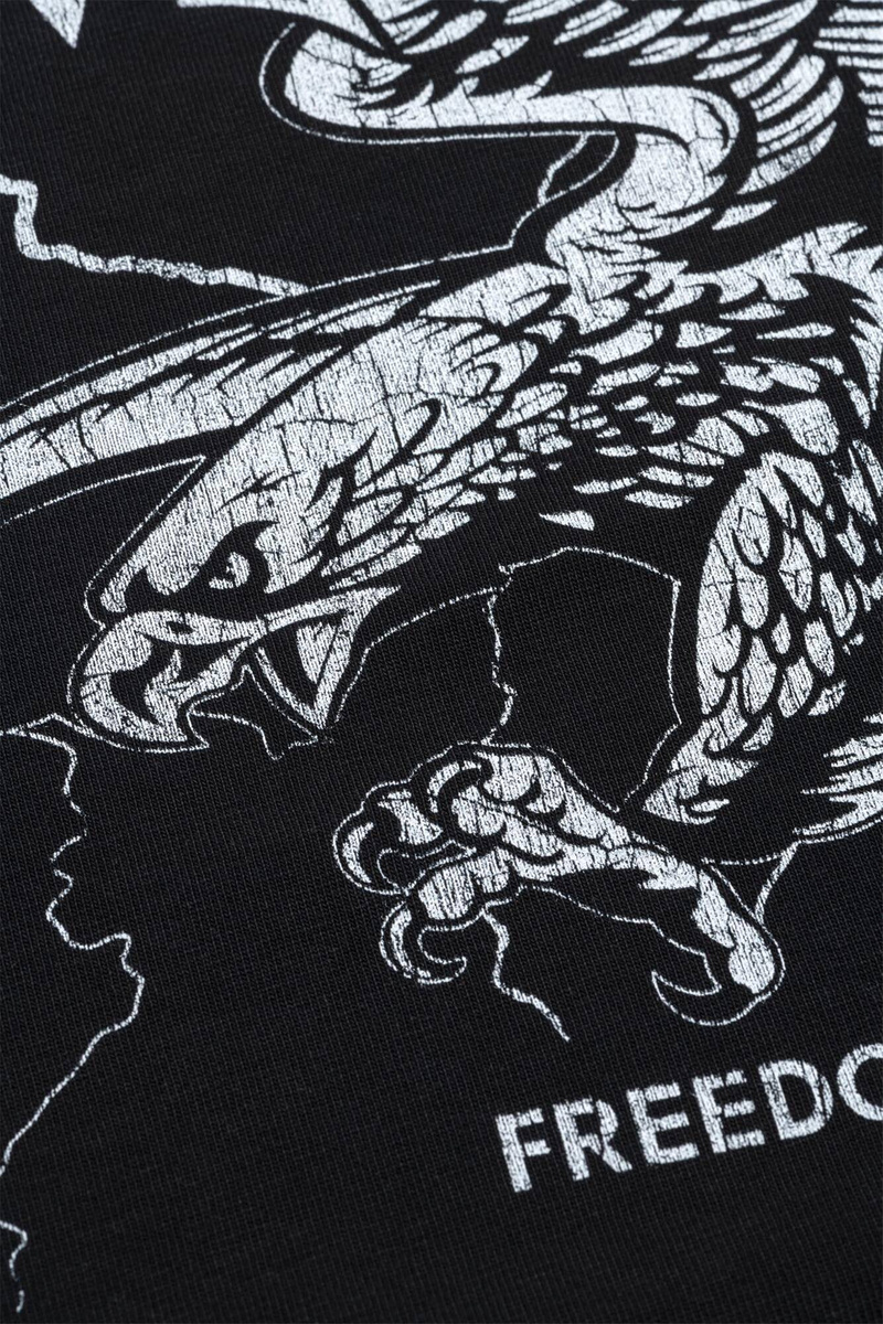 EAGLE WASHED TEE - Lockeres T-Shirt aus fester Baumwolle mit gewaschenem Effekt und altem Aufdruck