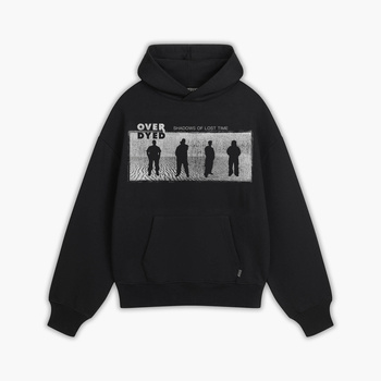 LOST SHADOWS  HEAVY HOOD - Jet Black - Szeroka bluza z kapturem o minimalistycznym kroju oversize