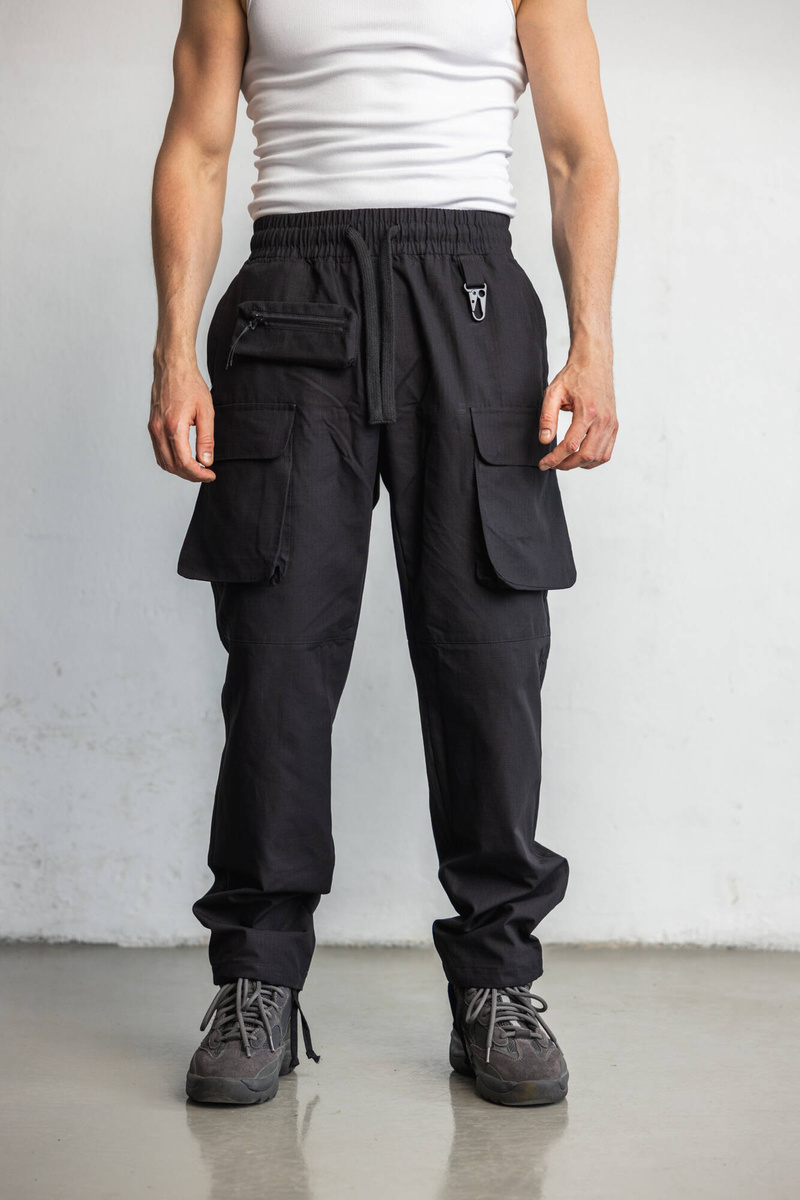 Utility Cargo Pants Jet Black- Długie Bojówki typu Cargo z kieszeniami