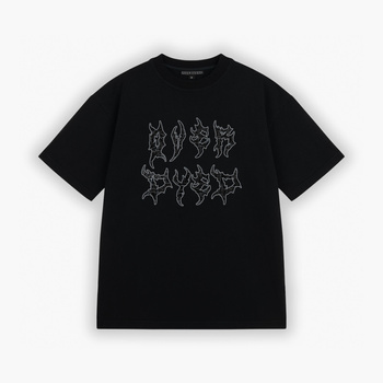 OVD Bark Logo Luźna koszulka z grubej bawełny, nadruk reflective, oversize