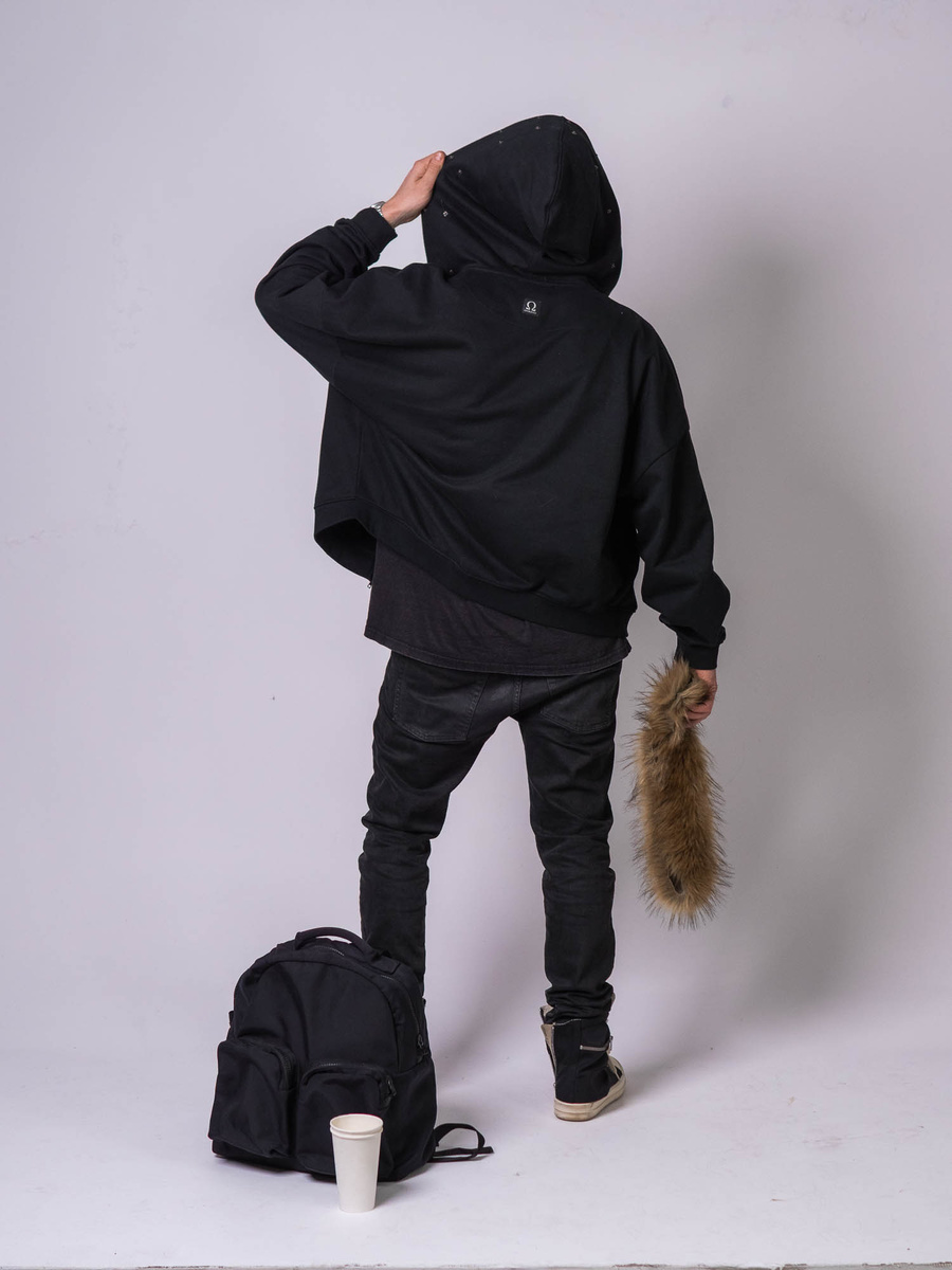 HEAVY FUR ZIP HOODIE - Onyx Black