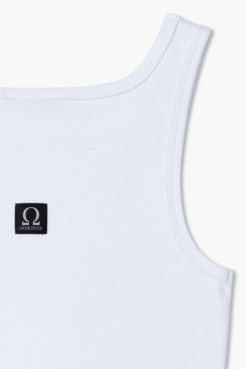 Heavyweight Ribbed Tank Top - Pure White - Biały prążkowany podkoszulek z grubej bawełny z elastanem