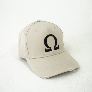 Distressed Omega Cap - Stone Beige