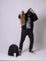 HEAVY FUR ZIP HOODIE - Onyx Black