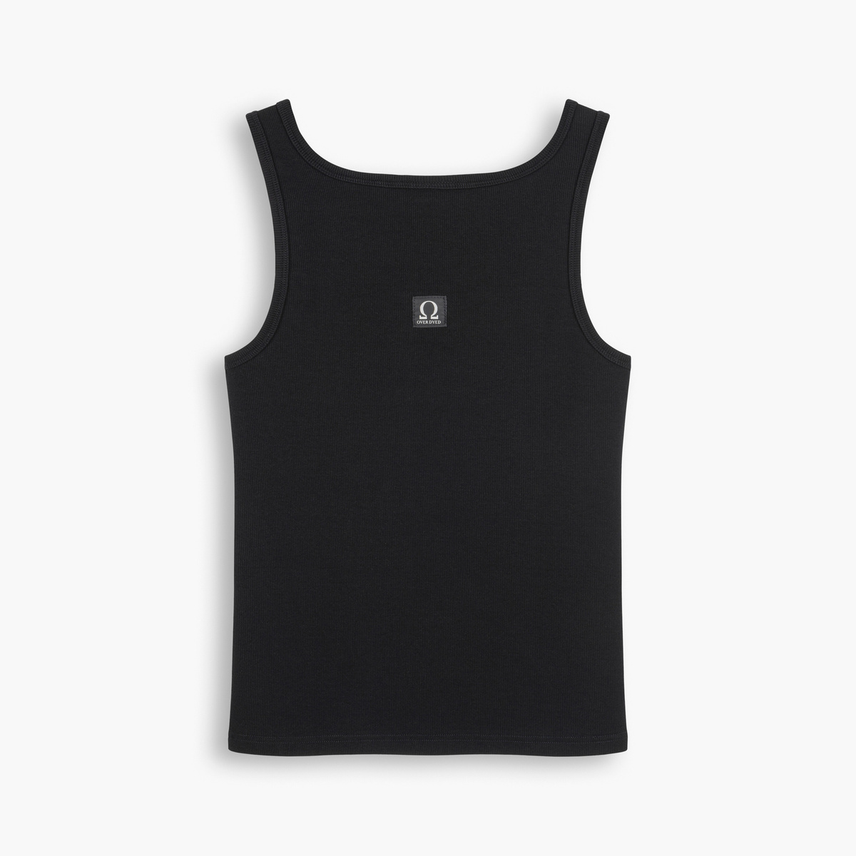 Heavyweight Ribbed Tank Top - Jet Black - Czarny prążkowany podkoszulek z grubej bawełny z elastanem