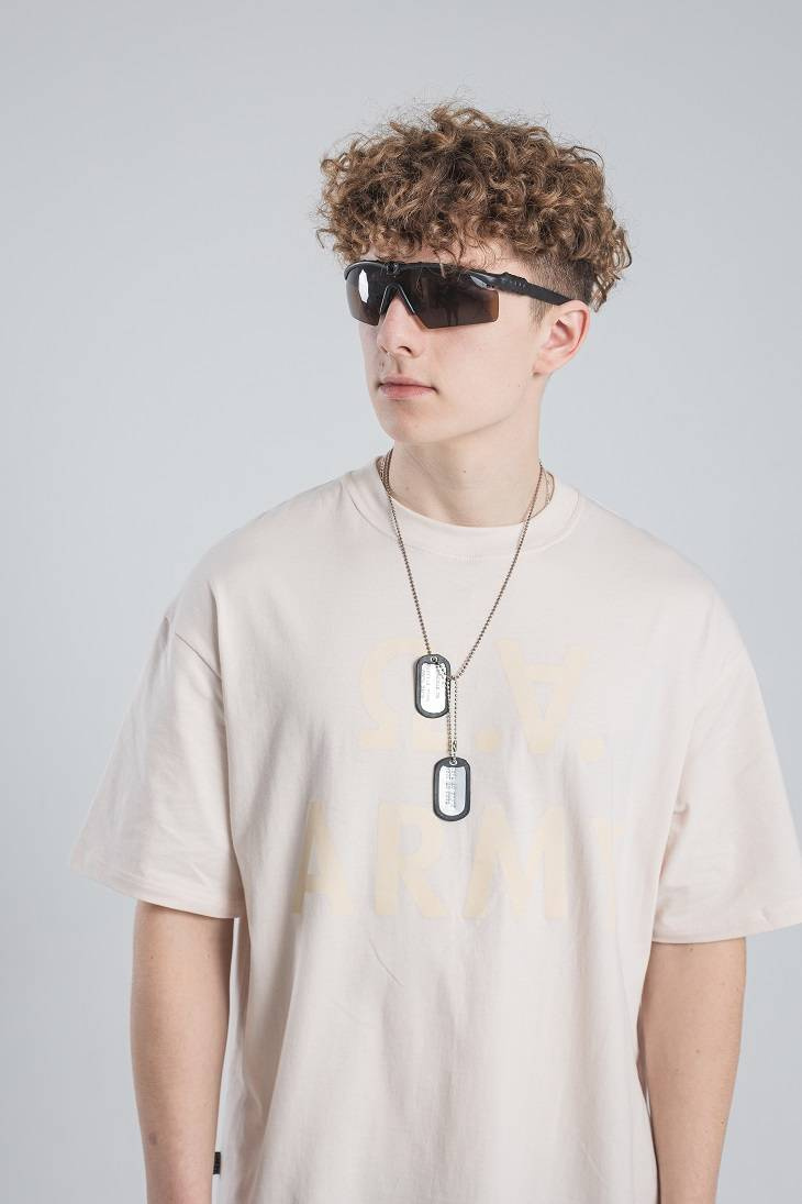 OVER ARMY Tee - Steinbeige