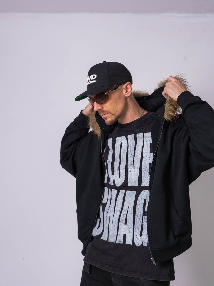 HEAVY FUR ZIP HOODIE - Onyx Black