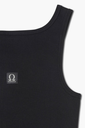 Heavyweight Ribbed Tank Top - Jet Black - Czarny prążkowany podkoszulek z grubej bawełny z elastanem