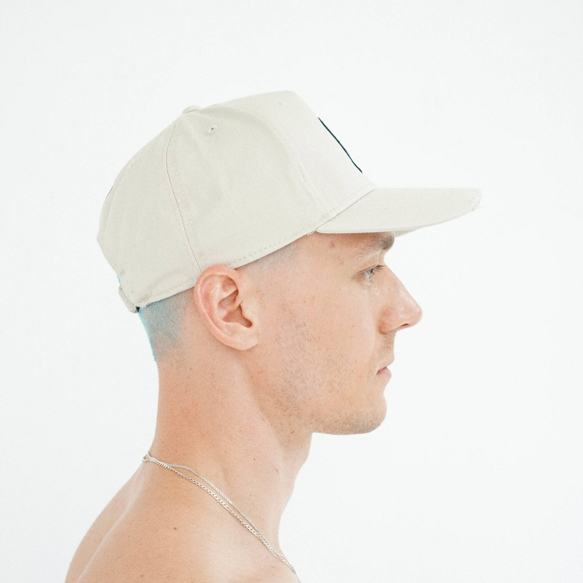 Distressed Omega Cap - Stone Beige