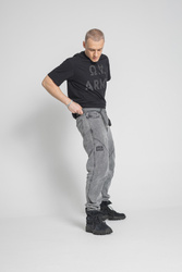 Stitched Loose Denim -  Washed Grey