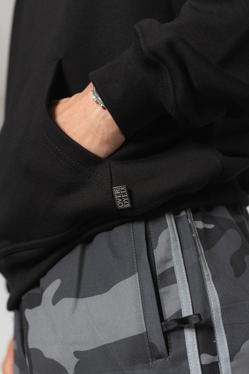 OVD Disc Logo Hoodie - Jet Black - Szeroka bluza z kapturem o minimalistycznym kroju oversize