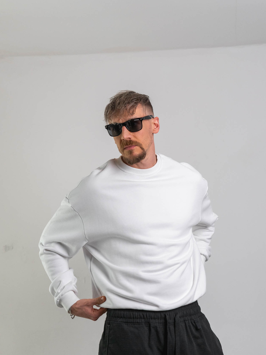 HEAVY AESTHETIC LOGO CREW - Pure White