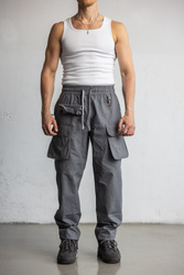 Utility Cargo Pants Concrete Grey- Długie Bojówki typu Cargo z kieszeniami