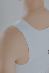 Heavyweight Ribbed Tank Top - Pure White - Biały prążkowany podkoszulek z grubej bawełny z elastanem