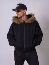 HEAVY FUR ZIP HOODIE - Onyx Black