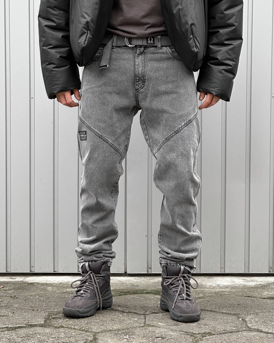 Stitched Loose Denim -  Washed Grey