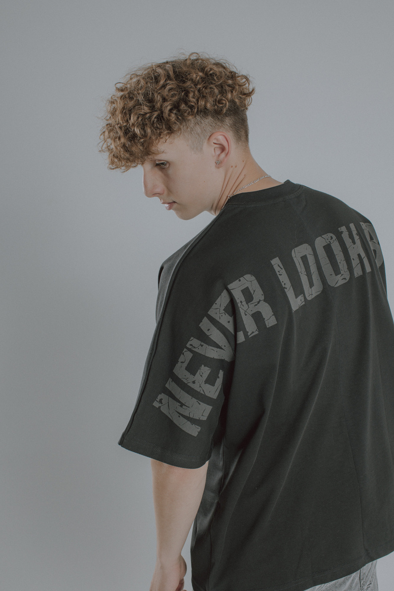 Koszulka Heavyweight Kimono Tee v2 Jet Black - NEVER LOOK BACK