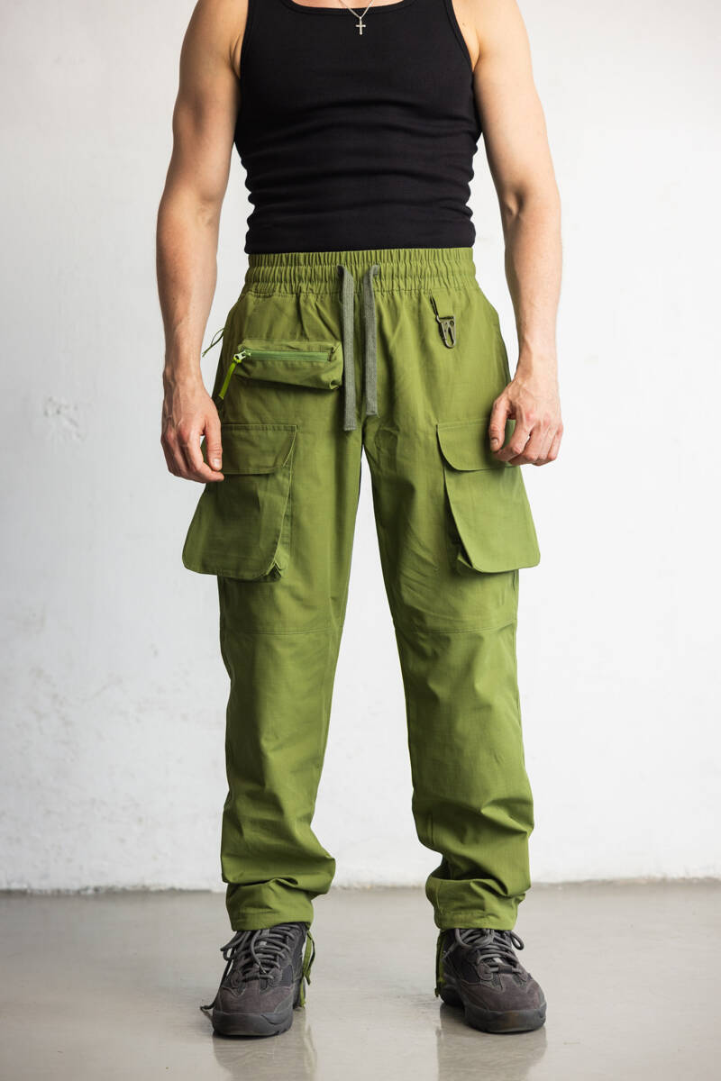 Utility Cargo Pants Cerignola Olive- Długie Bojówki typu Cargo z kieszeniami