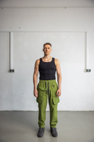 Utility Cargo Pants Cerignola Olive- Długie Bojówki typu Cargo z kieszeniami